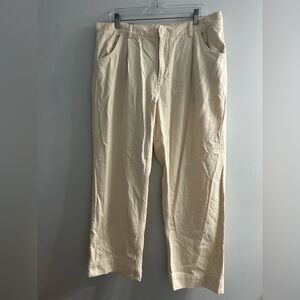 NWT banana republic cream pleated trousers wide leg 100% cotton
